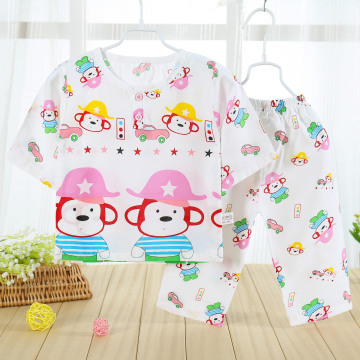 新款2016儿童绵绸韩版睡衣中长袖宝宝套装时尚夏装短袖婴儿空调服