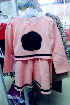 2015秋季新款正品女童连衣裙子 女童秋装连衣裙粉色假两件套洋装