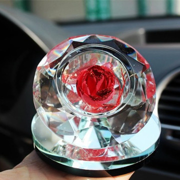 厂家直销2014新款汽车水晶香水座 K9水晶 心形钻石玫瑰香水座