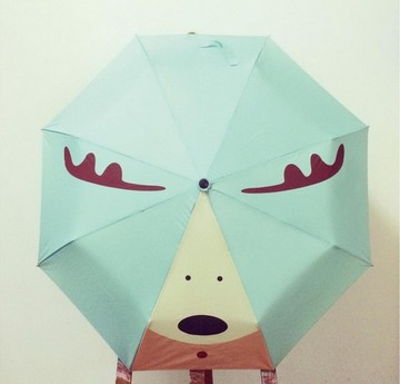 包邮原创森女文艺创意可爱麋鹿防晒三折叠晴雨伞圣诞礼物品