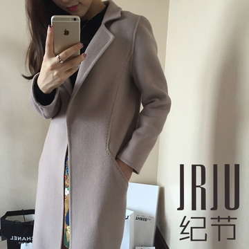 JRJU纪节欧美高端2015冬新双面呢羊绒大衣中长款羊毛呢外套58013