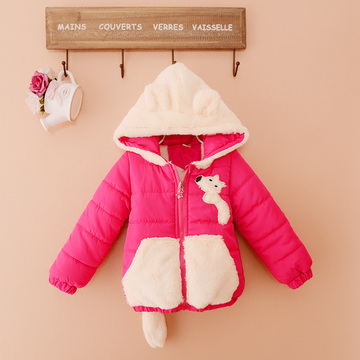 韩版秋冬新款 可爱松鼠加厚女童棉衣 儿童棉服 卡通棉袄保暖外套