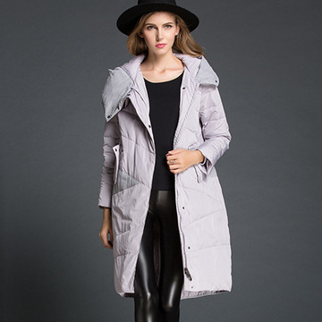OIDI原创高端2015女士冬装欧美中长H型拼接廓形加厚羽绒服外套