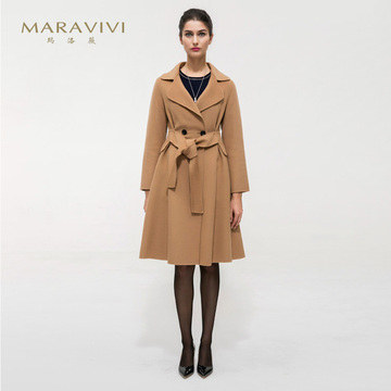 MARAVIVI 2015秋冬新款双面绒羊毛大衣长袖毛呢外套 女 7208