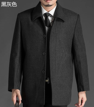 2015冬季新款羊绒毛呢大衣男宽松商务休闲中年男士爸爸装短款外套
