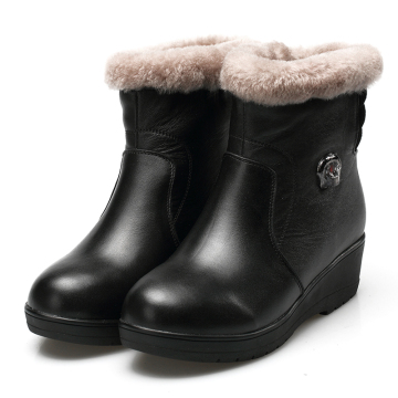 拉曼尼215冬季新款女靴 蓄电移动加热保暖鞋 发热雪地靴 坡跟短靴