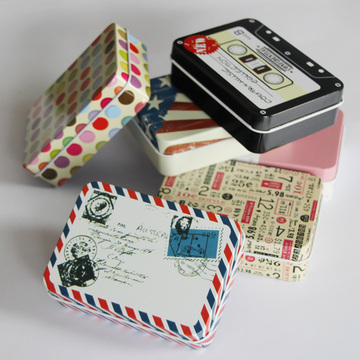 长方形马口铁盒小饰品收纳盒小铁盒迷你 卡片名片盒烟盒收藏盒
