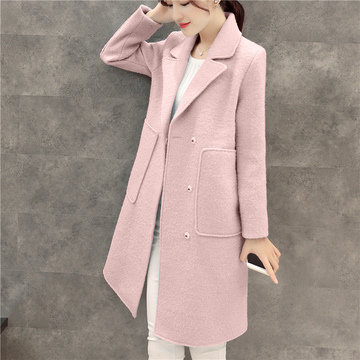 秋冬呢子外套女2015新款韩版大衣修身显瘦韩范气质中长款毛呢外套
