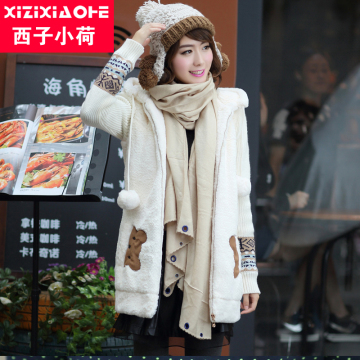 西子小荷2014年少女装新款冬装毛绒外套中学生韩版女外套绒毛外衣