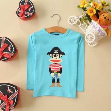 2014秋季新款韩版男女童海盗大嘴猴打底衫 儿童纯棉长袖T恤