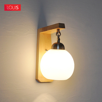 现代简约卧室床头灯创意个性led壁灯北欧时尚美式木质开关壁灯
