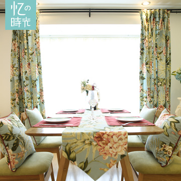 [时光] 简约现代窗帘成品卧室美式乡村客厅纯色棉麻遮光布料北欧