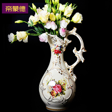 欧式陶瓷花瓶插花瓶花器家居家饰摆件客厅创意奶壶工艺品瓷器花瓶