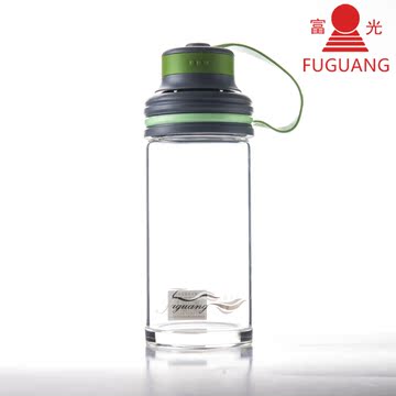 富光单层玻璃杯大容量运动水杯便携创意随手杯带盖滤网泡茶杯子
