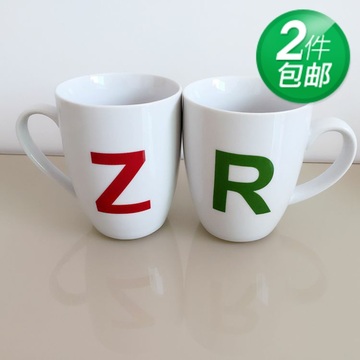 精品陶瓷马克杯咖啡杯牛奶杯情侣杯子水杯早餐杯ZR字母榄形杯