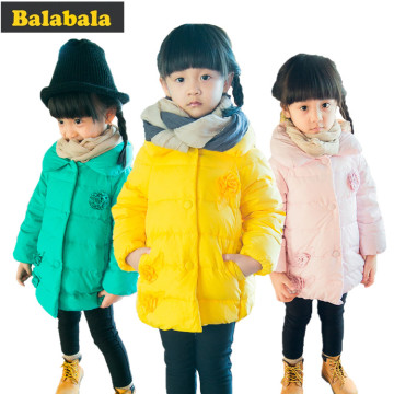 巴拉巴拉童装女幼童羽绒服中长款 2015儿童冬装新款女童宝宝外套