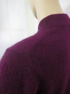 闲置 外国制造 紫红色立领中袖100%纯羊绒衫 百搭 M 无瑕疵 正品