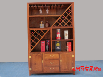 紫竹轩新中式古典老榆木酒水柜  实木置物柜 餐边柜