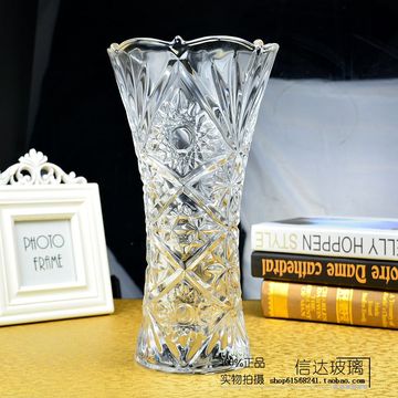 包邮 水晶透明玻璃花瓶大号富贵竹百合花插花花瓶大号水培花瓶