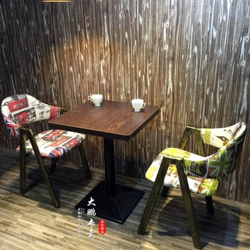 复古咖啡厅桌椅西餐厅餐桌椅奶茶甜品店桌椅组合茶餐厅方铁艺桌椅