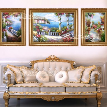 油画 手绘装饰客厅餐厅组合 有框画 地中海风情  欧式墙画LF0078