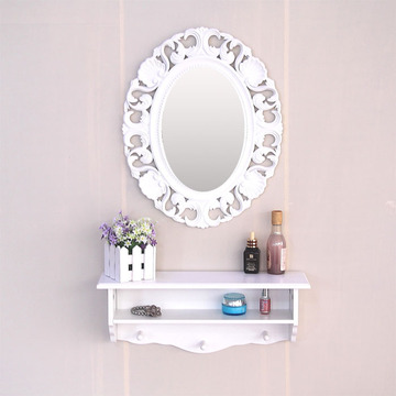 欧式化妆镜壁挂式梳妆台时尚镜两件套浴室厨房置物架壁挂宜家特价
