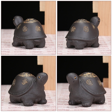 茶宠摆件精品紫砂乌龟摆件福寿小龟雕塑喷水趣味茶玩茶盘装饰礼品
