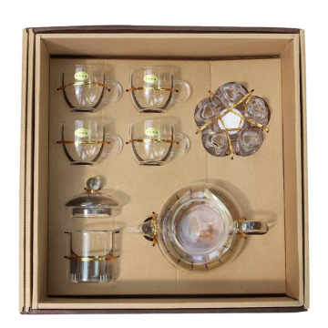创意透明玻璃茶具套装耐热泡茶壶茶杯礼品盒包装