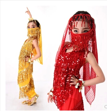 新款 女童 儿童 民族新疆印度舞蹈 天竺少女肚皮舞演出服 表演服