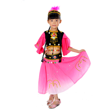 新款儿童维族舞蹈服装少儿新疆表演服幼童新疆演出服女童民族服装