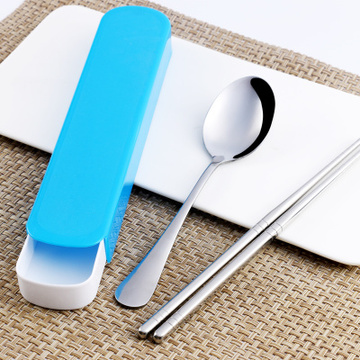 环保 韩国 创意 便携餐具学生勺筷2件套 儿童不锈钢勺子筷子套装a