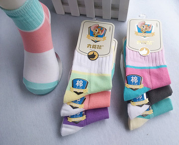 新款六指鼠儿童袜子秋款棉袜宝宝学生袜子无骨儿童松口袜0-15岁