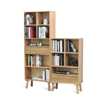 简约现代实木学生落地书架组合书房简易置物架橡木整装原木书柜子