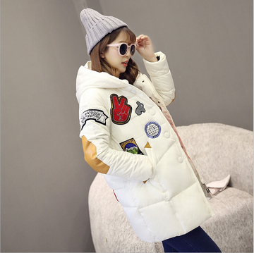 2015冬装新款韩版修身显瘦加厚中长款学生外套潮甜美小棉衣棉服女