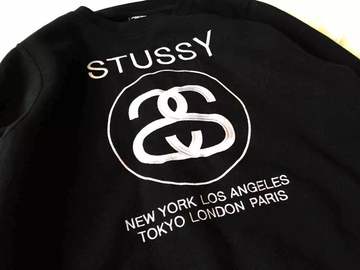 现货正品 Stussy Embroidered Crew刺绣双环 巡游 套头卫衣 加绒