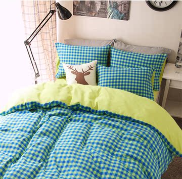 宜家日式高品质纯棉磨毛四件套 瑞典保暖床单床笠被套 条纹床品正