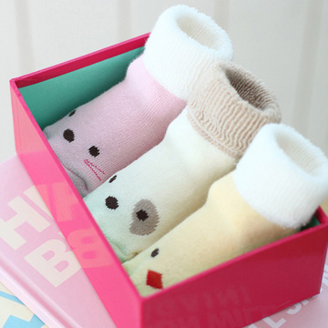 【天天特价】冬季加厚毛巾袜防滑底卡通婴儿宝宝防滑袜子3双包邮