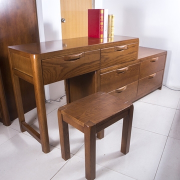 美国红橡木材/古典纯实木多用电脑桌写字桌原木办公桌复古特价