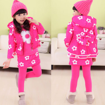 2015冬季新款童装女童套装韩版中大童冬装儿童卫衣三件套长袖加厚