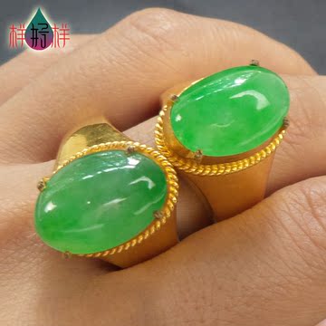 样样好缅甸瓦城直发新货冰种淡绿满色翡翠戒指