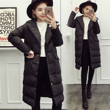 欧洲站2015冬季韩版女装新款中长款棉衣外套黑色羽绒棉服加厚棉袄
