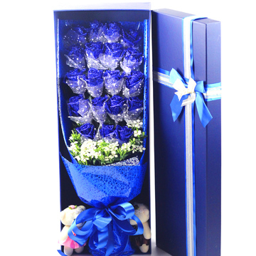 生日礼物蓝色妖姬蓝玫瑰花束礼盒上海鲜花北京广州深圳全国同城送