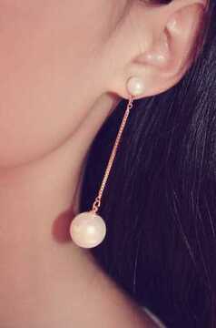 韩国大小珍珠长款耳环女气质耳坠新娘红色饰品时尚复古耳饰防过敏