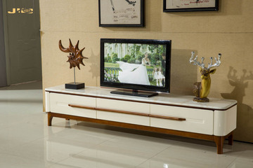简约现代茶几电视柜组合大理石面钢琴烤漆客厅大小户型