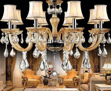 欧式水晶LED客厅吊灯复古卧室灯具简约餐灯田园蜡烛灯时尚酒店灯