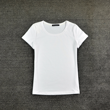 XS-3XL码女夏装短袖净色棉不起球T恤修身百搭白色黑色无图案包邮