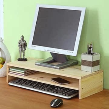 实木电脑液晶显示器增高架子底座电脑显示器托架置物架键盘隐藏架
