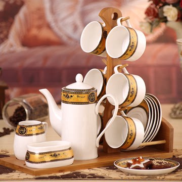高档欧式骨瓷咖啡具套装 陶瓷咖啡杯套装 英式下午茶红茶茶具套装