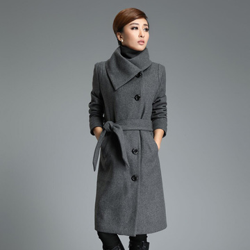2015韩版毛呢外套女冬中长款修身秋冬装加棉加厚潮妮子羊毛呢大衣