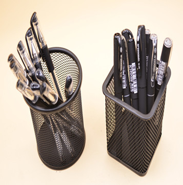 特价 协诚X8011 金属网格圆形笔筒铁丝网状办公用品收纳方形笔筒